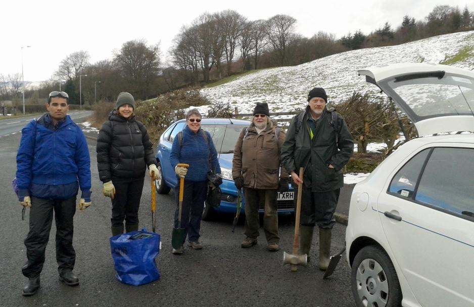 volunteers after a session working with trees for burnley
